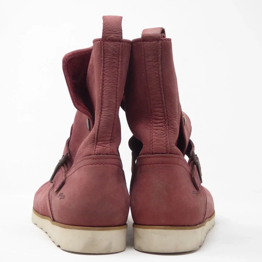 Birkenstock Magdala Footprints Mid Boot Burgundy Leather Buckle Strap 37 / 6